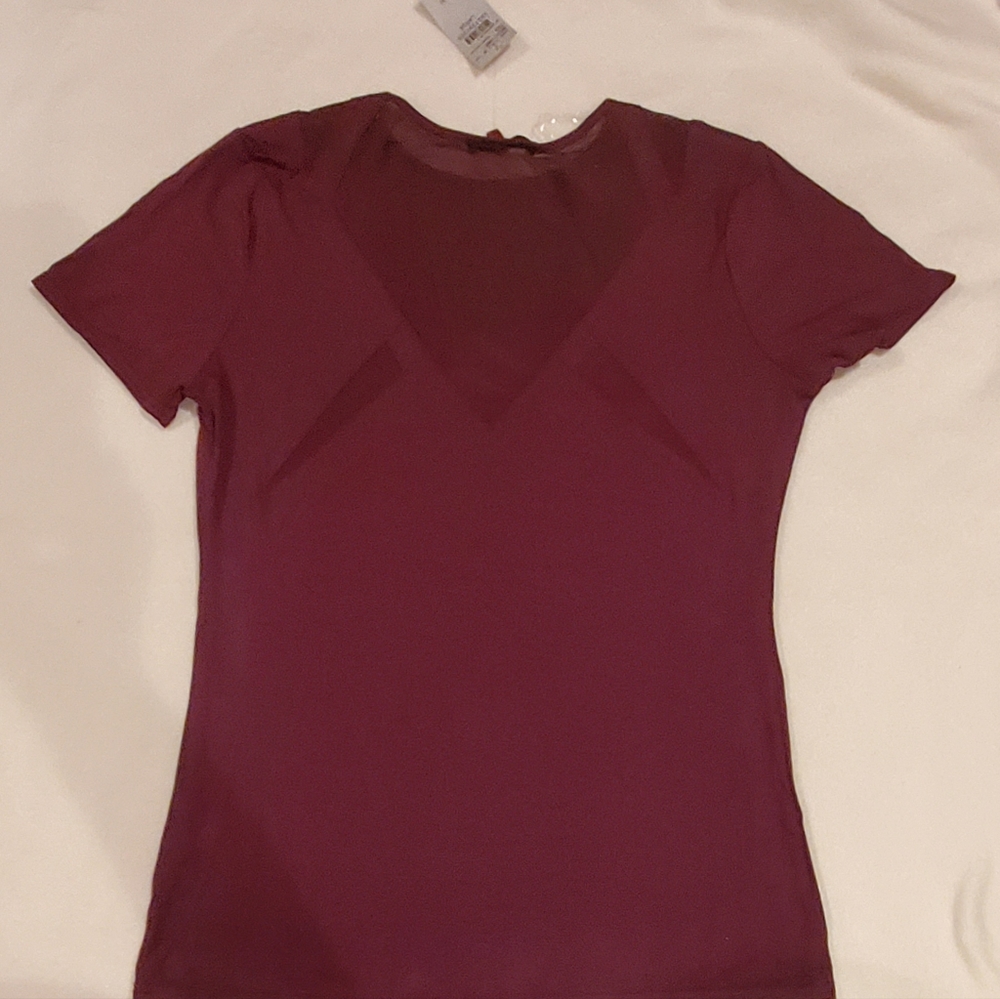 Burgundy top with mesh panels
